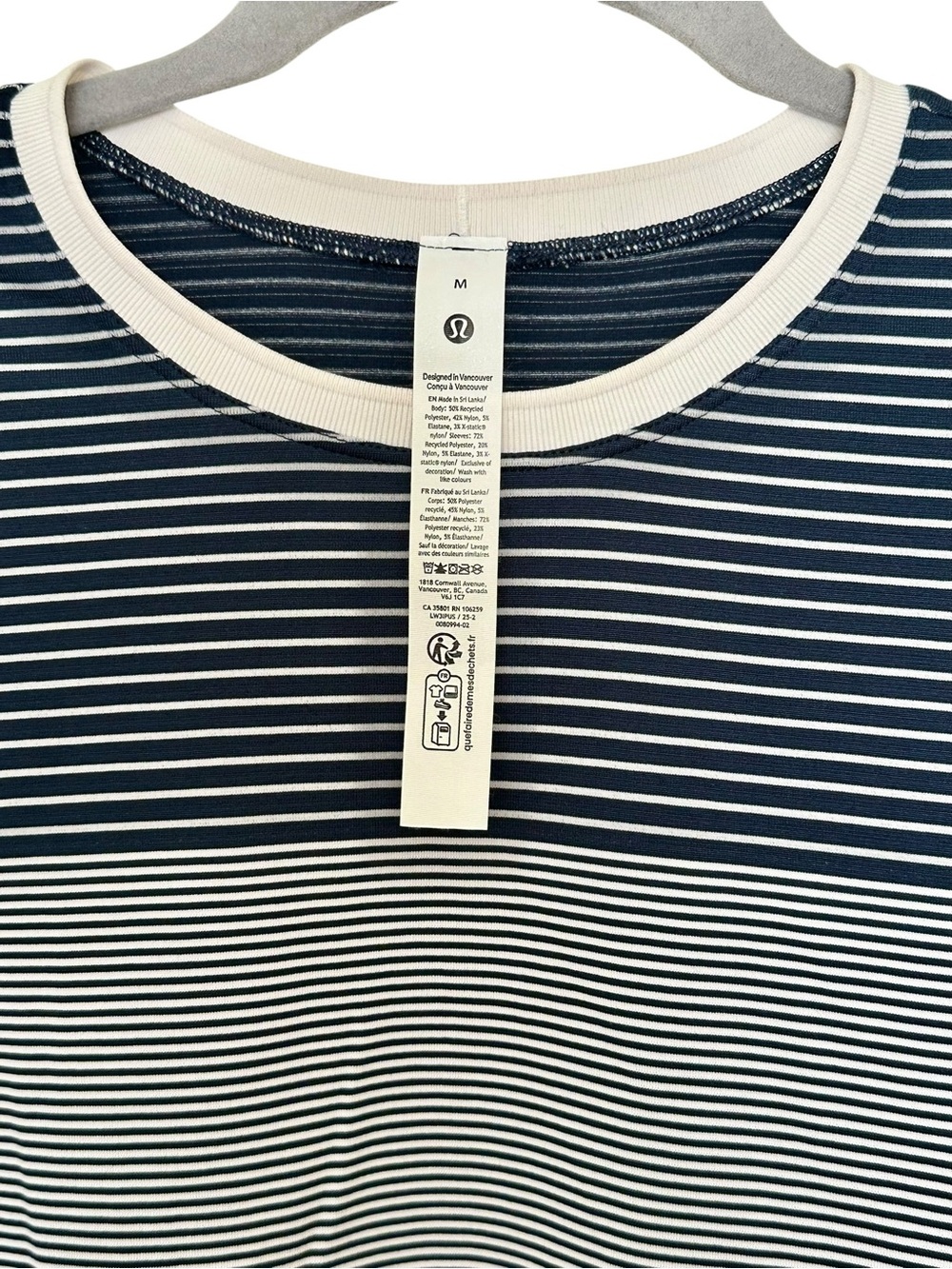 Lululemon Seamless Classic-Fit Mariner Stripe Cropped T-Shirt Size M - Picture 3 of 7